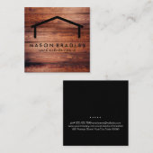 Carte De Visite Carré Bois rustique / Immobilier (Devant / Derrière)