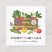 Carte De Visite Carré Bois rustique Légumes de ferme produit (Devant)