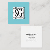 Carte De Visite Carré Boîte à mémoire 02 - Initiales - Robin Oeuf Bleu (Devant / Derrière)