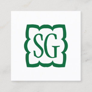 Carte De Visite Carré Boîte aux Courbes 03 - Initiales - Vert Forêt