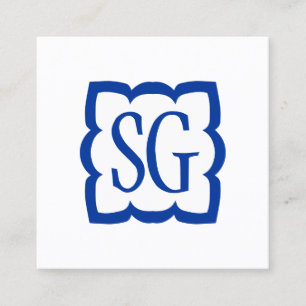 Carte De Visite Carré Boîte aux formes généreuses 03 - Initiales - Bleu