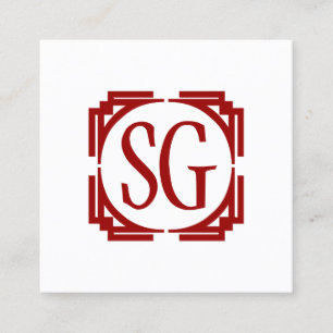 Carte De Visite Carré Boîte de décoration - Initiales - Rouge rubis