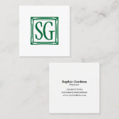 Carte De Visite Carré Boîte décorative - Initiales - Vert forêt (Devant / Derrière)