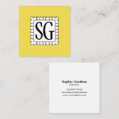 Carte De Visite Carré Boîtier 02 - Initiales - Jaune (Devant / Derrière)