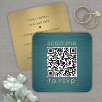 Boîtier 100 Pack QR RSVP Turquoise et Mariage Gold