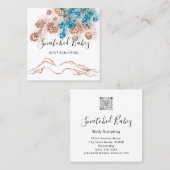 Carte De Visite Carré Boitier de massage Sculpture QRCODE Rose Turquoise (Devant / Derrière)