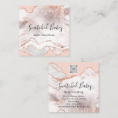 Carte De Visite Carré Boitier de massage SPA de sculpture marbre QRCODE  (Devant / Derrière)