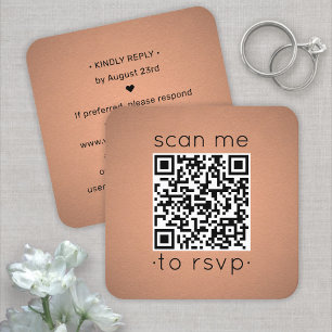 Carte De Visite Carré Boîtier d'huile de cuivre 100 pack QR Code RSVP Fa