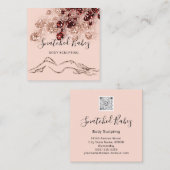 Carte De Visite Carré Boîtier Logo Massage Sculpture QRCODE Rose Poudre (Devant / Derrière)