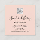 Carte De Visite Carré Boîtier Logo Massage Sculpture QRCODE Rose Poudre (Dos)