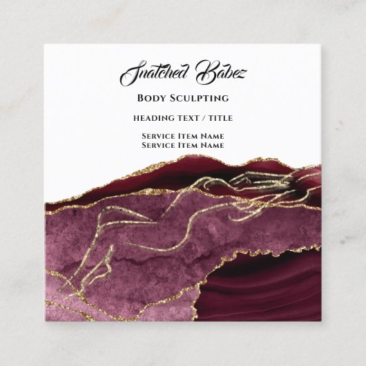 Carte De Visite Carré Boitier Massage Sculpture SPA d'or QRCODE Burgun (Devant)