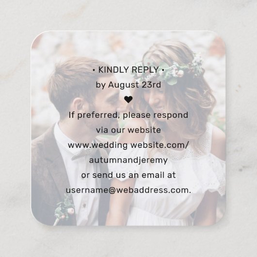 Carte De Visite Carré Boîtier photo 100 Pack QR RSVP Mariage (Dos)