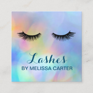 Carte De Visite Carré Bokeh Beauty Salon Maquillage Artist Lash Extensio