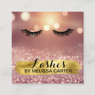 Carte De Visite Carré Bokeh Beauty Salon Maquillage Artist Lash Extensio