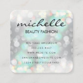 Carte De Visite Carré Bokeh Glamor avec texte cursif (Devant)