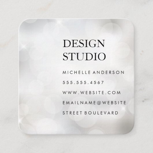 Carte De Visite Carré Bokeh | Studio de design (Devant)