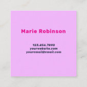 Carte De Visite Carré Bold Font Groovy Hello Hot Pink Bright (Dos)