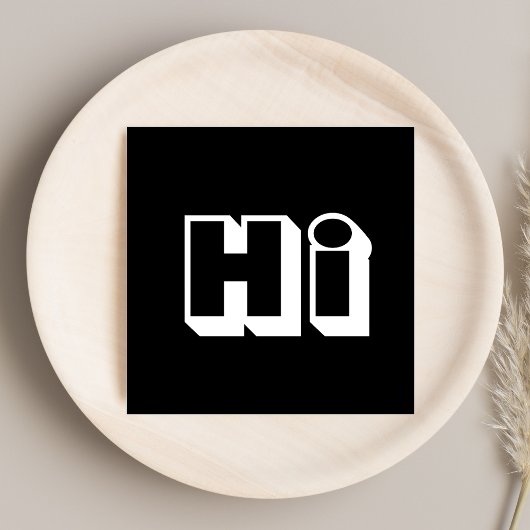 Carte De Visite Carré Bold Hello Black & White Décontracté Script élégan