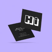 Carte De Visite Carré Bold Hello Black & White Décontracté Script élégan