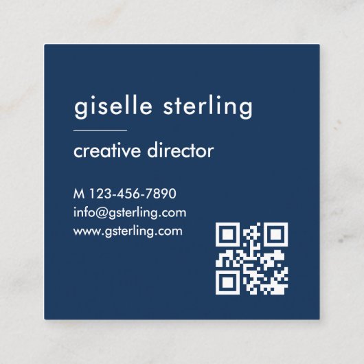 Carte De Visite Carré Bold Minimalist Modern Blue Turquoise (Dos)