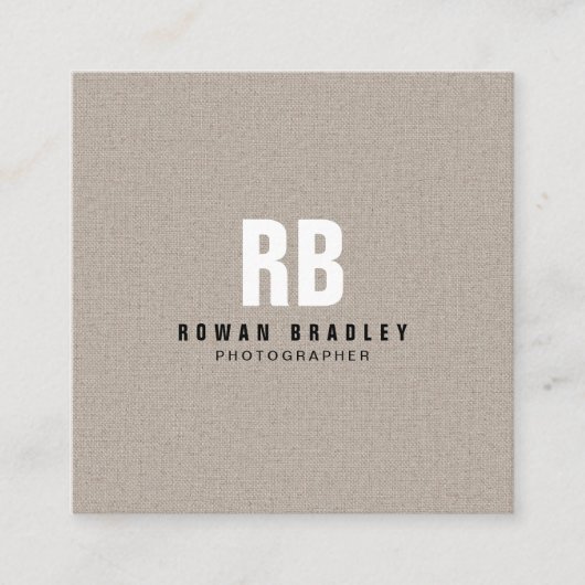 Carte De Visite Carré Bold Monogram Linen Or Code Professional (Devant)