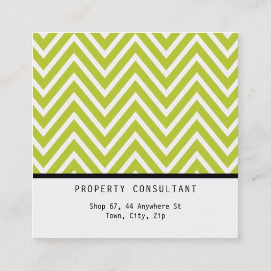 Carte De Visite Carré BOLD SIMPLE MODERNE chevron motif chaux préppie (Dos)