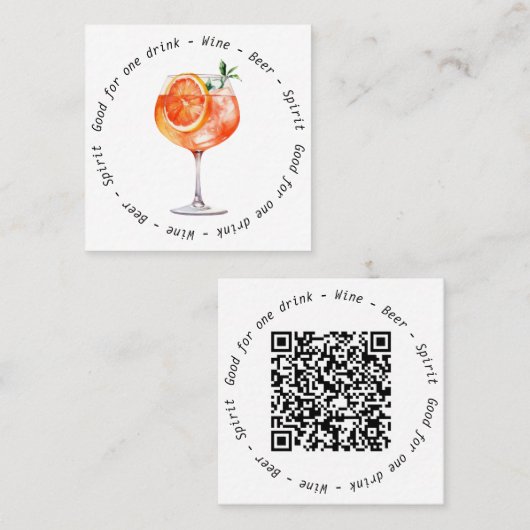 Carte De Visite Carré Bon de boisson Aperol QR Code de l'événement profe (Devant / Derrière)