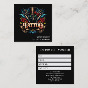 Carte De Visite Carré Bon de cadeau de tatouage
