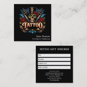 Carte De Visite Carré Bon de cadeau de tatouage
