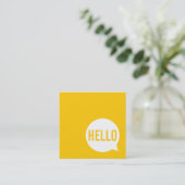 Carte De Visite Carré Bonjour | Bulle décontractée de discours blanc et (Debout devant)