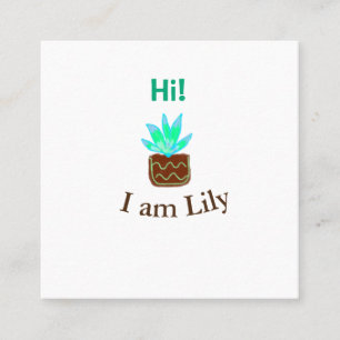 Carte De Visite Carré Bonjour Je suis Lily cactus succulent ajouter nom 