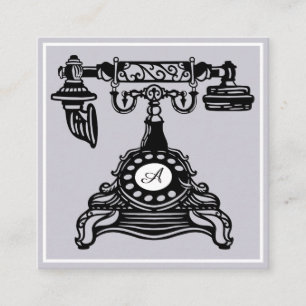 Carte De Visite Carré Bonjour Lavande Vintage Antique Phone Monogramm