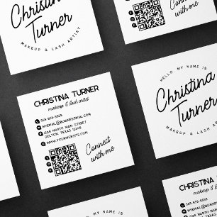 Carte De Visite Carré Bonjour Mon Nom Est Blanc Noir