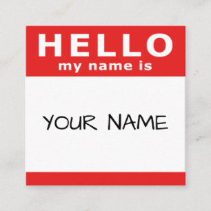 Carte De Visite Carré bonjour mon nom est dans le carré rouge