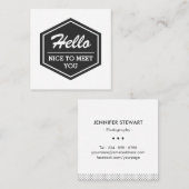 Carte De Visite Carré Bonjour, Ravi De Vous Rencontrer | Moderne Simple  (Devant / Derrière)