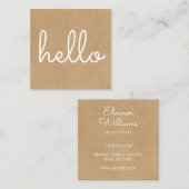 Carte De Visite Carré Bonjour Rustique Kraft Simple Moderne (Devant / Derrière)