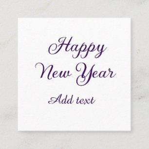 Carte De Visite Carré Bonne année calligraphie violette simple minimale 