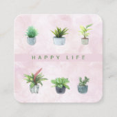 Carte De Visite Carré Bonne vie Plantes verts (Devant)