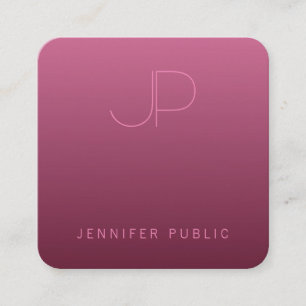 Carte De Visite Carré Bordeaux Color Modèle Moderne Monogramme Élégant