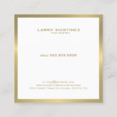 Carte De Visite Carré Bordure d'or moderne sur carré blanc (Dos)