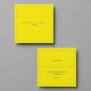 Carte De Visite Carré Bordure dorée fine néon jaune