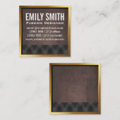 Carte De Visite Carré Bordure métal or | Texture Brown | Ruppé (Devant / Derrière)