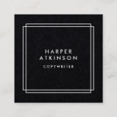 Carte De Visite Carré Bordure moderne en noir et blanc (Devant)