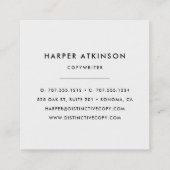 Carte De Visite Carré Bordure moderne en noir et blanc (Dos)