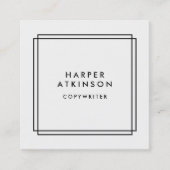 Carte De Visite Carré Bordure moderne en noir et blanc (Devant)