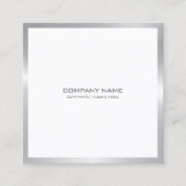 Carte De Visite Carré Bordure moderne silv blanc (Devant)