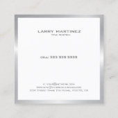 Carte De Visite Carré Bordure moderne silv blanc (Dos)