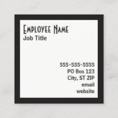 Carte De Visite Carré Bordure noire - Carré blanc - Texte noir (Dos)