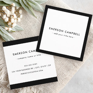 Carte De Visite Carré Bordure noire minimale élégante professionnelle mo
