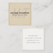 Carte De Visite Carré Bordure or avec Monogramme (Devant / Derrière)